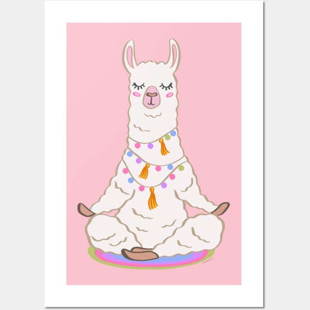 Funny Llama Yoga Namaste Meditation Pranayama Breathe Inhale Exhale Wall Art by DoubleBrush